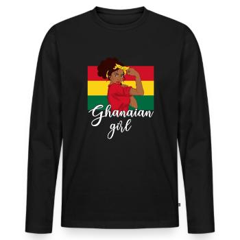 Fille ghanéenne, Ghana - T-shirt manches longues Premium bio Homme - noir - Devant - Nico (187cm)