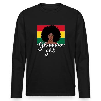 Reine ghanéenne, Ghana - T-shirt manches longues Premium bio Homme - noir - Devant - Nico (187cm)