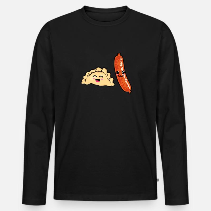 pierogi kielbasa - Männer Premium Bio Langarmshirt - Schwarz