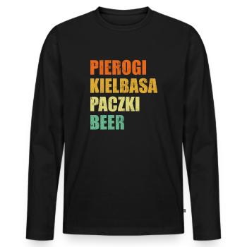pierogi kielbasa - Männer Premium Bio Langarmshirt - Schwarz - Vorne - Nico (187cm)