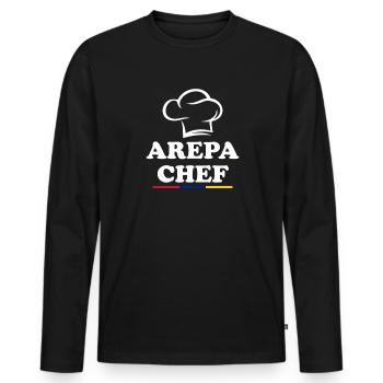 Chef Arepas, Arepa - T-shirt manches longues Premium bio Homme - noir - Devant - Nico (187cm)