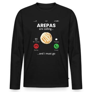 arepas appelle, arepas - T-shirt manches longues Premium bio Homme - noir - Devant - Nico (187cm)