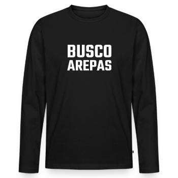 Busco arepas, Venezuela arepa - T-shirt manches longues Premium bio Homme - noir - Devant - Nico (187cm)