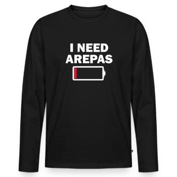 J’ai besoin d’arepas - T-shirt manches longues Premium bio Homme - noir - Devant - Nico (187cm)