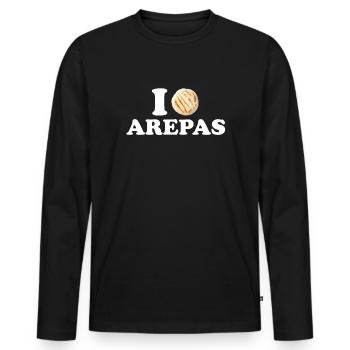 J’adore les arepas, venezuela arepas - T-shirt manches longues Premium bio Homme - noir - Devant - Nico (187cm)