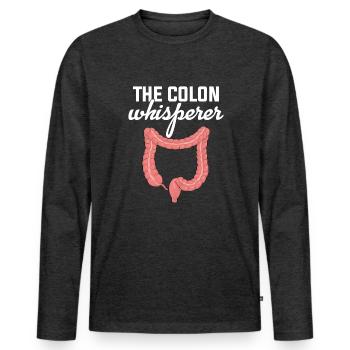 Colon Whisperer, Endoscopie Gastroentérologie - T-shirt manches longues Premium bio Homme - anthracite chiné - Devant - Nico (187cm)