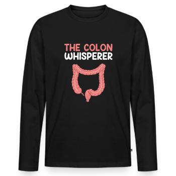 Colon Whisperer, Endoscopie Gastroentérologie - T-shirt manches longues Premium bio Homme - noir - Devant - Nico (187cm)
