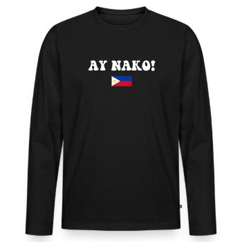 Ay Nako, Funny Filipino Pinoy - Männer Premium Bio Langarmshirt - Schwarz - Vorne - Nico (187cm)