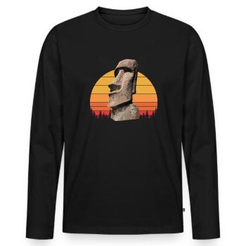 île de pâques moai, île de Pascua île de Pâques - T-shirt manches longues Premium bio Homme - noir - Devant - Nico (187cm)