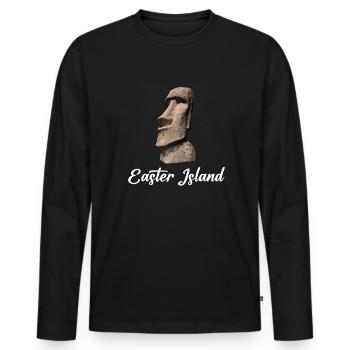 île de pâques moai, île de Pascua île de Pâques - T-shirt manches longues Premium bio Homme - noir - Devant - Nico (187cm)