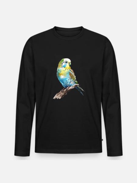 budgerigar parakeet, budgie - Men's Premium Organic Long Sleeve Shirt - black