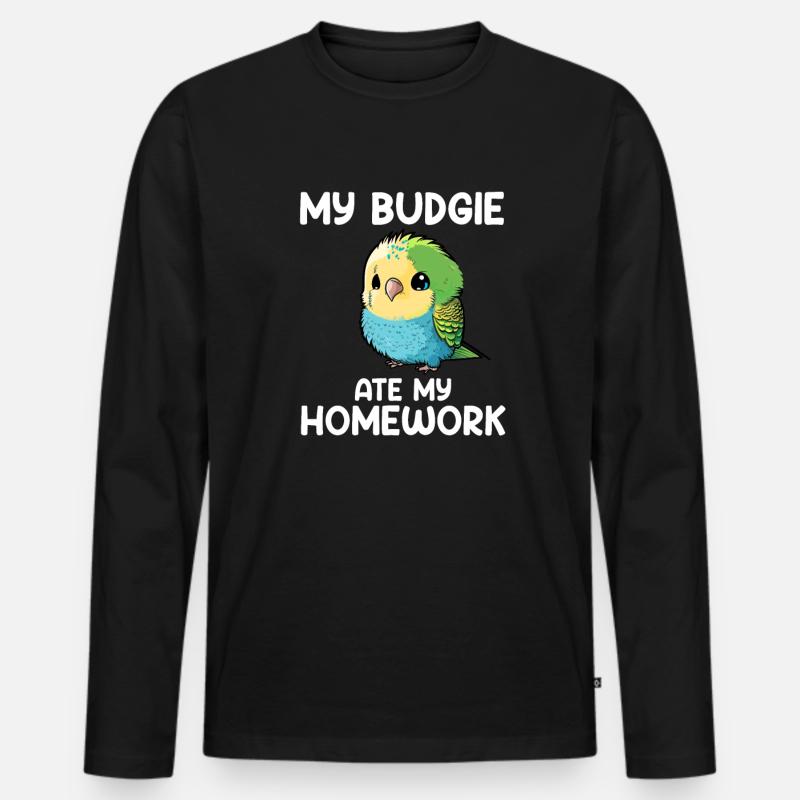 budgerigar parakeet, Budgie - Männer Premium Bio Langarmshirt - Schwarz