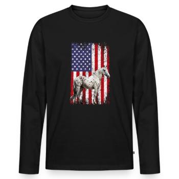 appaloosa equestrian horse - Männer Premium Bio Langarmshirt - Schwarz - Vorne - Nico (187cm)