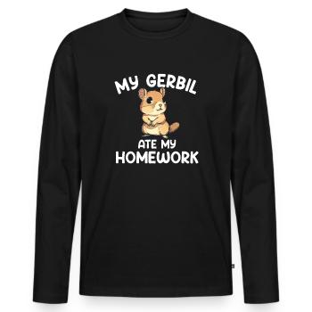 Gerbil ate my homework, gerbil - Men's Premium Organic Long Sleeve Shirt - black - Front - Nico (187cm)
