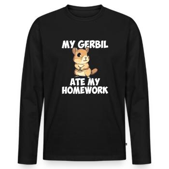 Gerbil ate my homework, gerbil - Men's Premium Organic Long Sleeve Shirt - black - Front - Nico (187cm)