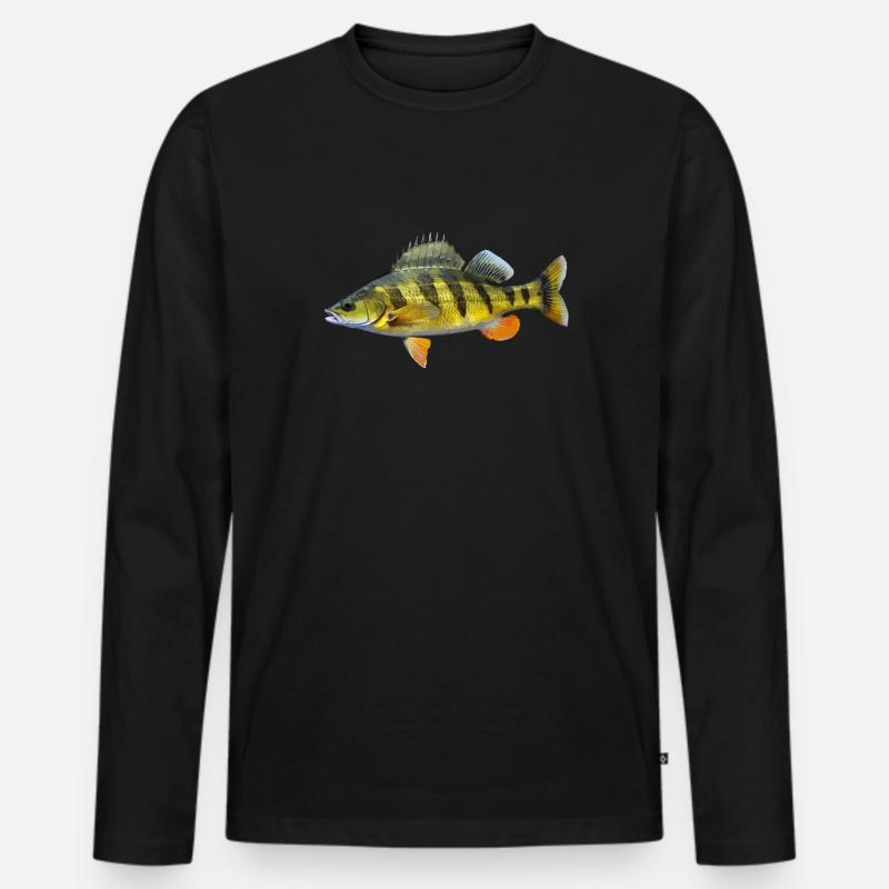 Yellow Perch - Männer Premium Bio Langarmshirt - Schwarz