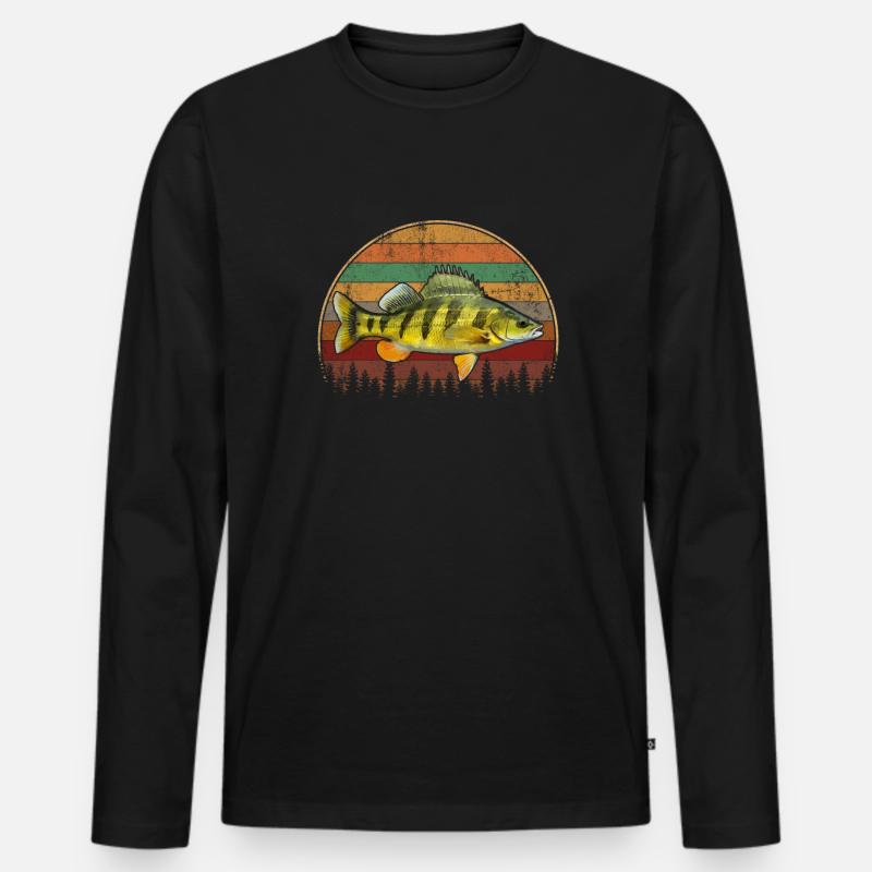 Yellow Perch - Männer Premium Bio Langarmshirt - Schwarz