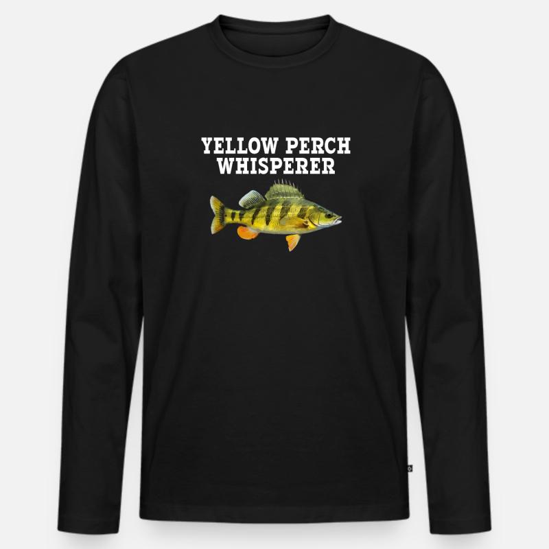 Yellow Perch whisperer, Yellow Perch - Männer Premium Bio Langarmshirt - Schwarz