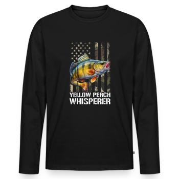 Perchaude drapeau américain, Perchaude - T-shirt manches longues Premium bio Homme - noir - Devant - Nico (187cm)