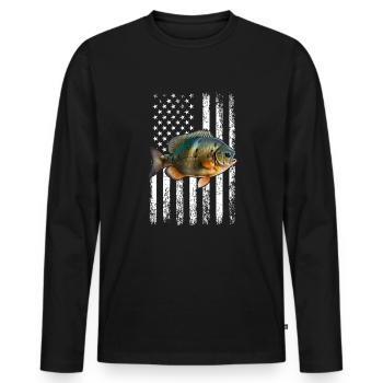 Bluegill American Flag - Men's Premium Organic Long Sleeve Shirt - black - Front - Nico (187cm)
