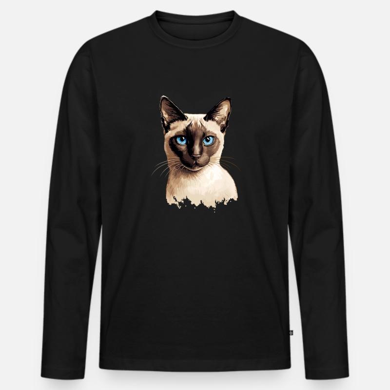 siamese cat - Männer Premium Bio Langarmshirt - Schwarz