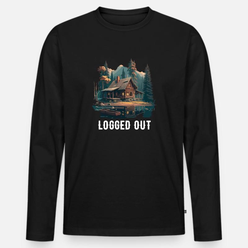 Déconnecté Camping Cabane Mountain Déconnecté - T-shirt manches longues Premium bio Homme - noir