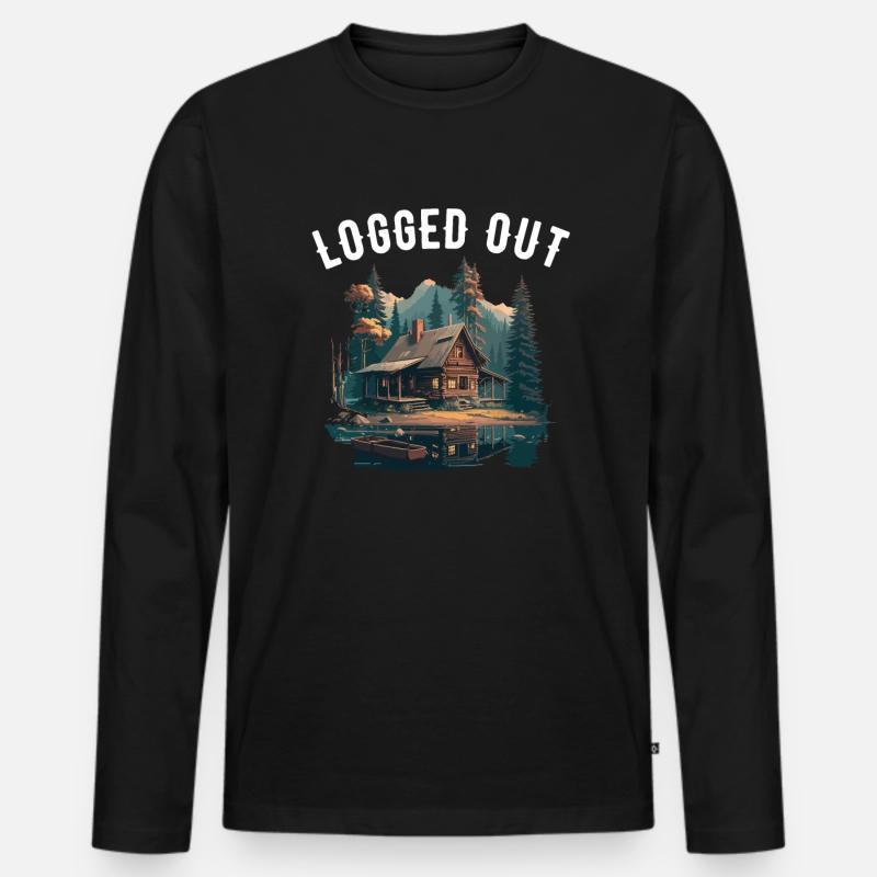 Déconnecté Camping Cabane Mountain Déconnecté - T-shirt manches longues Premium bio Homme - noir