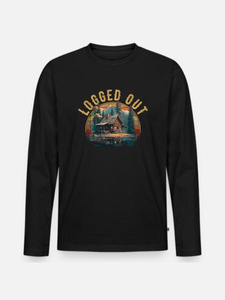 Déconnecté Camping Cabane Mountain Déconnecté - T-shirt manches longues Premium bio Homme - noir