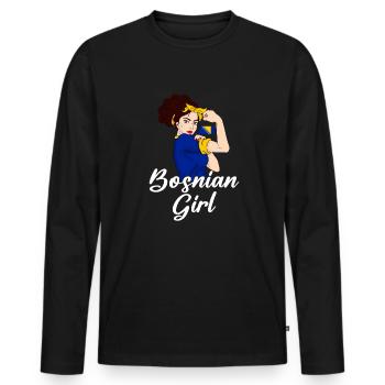Bosnie-Herzégovine - T-shirt manches longues Premium bio Homme - noir - Devant - Nico (187cm)