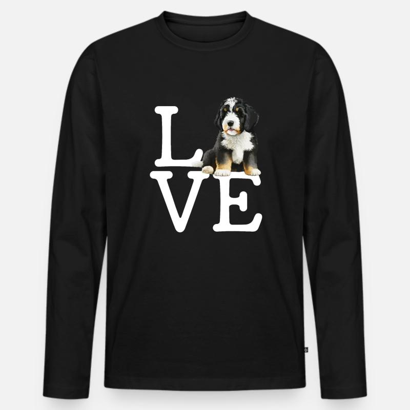 bernedoodle love - Männer Premium Bio Langarmshirt - Schwarz