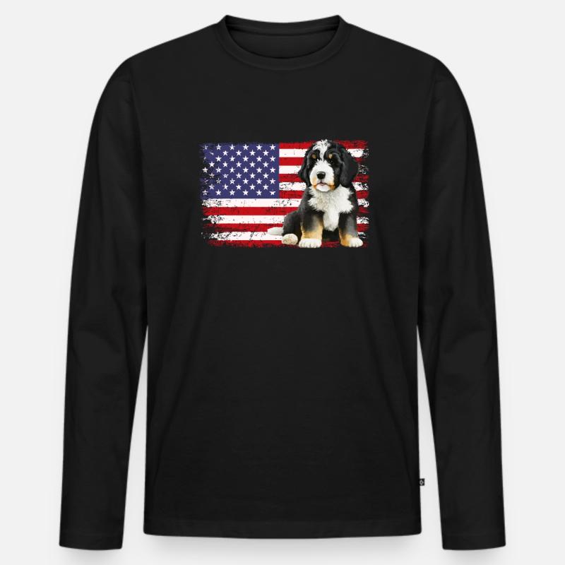 bernedoodle American flag - Männer Premium Bio Langarmshirt - Schwarz