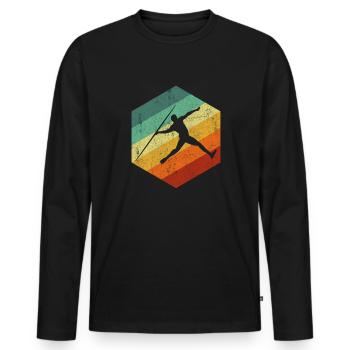 Javelin throwing vintage - Männer Premium Bio Langarmshirt - Schwarz - Vorne - Nico (187cm)