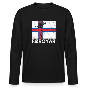 faroe islands, flag faroe islands - Männer Premium Bio Langarmshirt - Schwarz - Vorne - Nico (187cm)