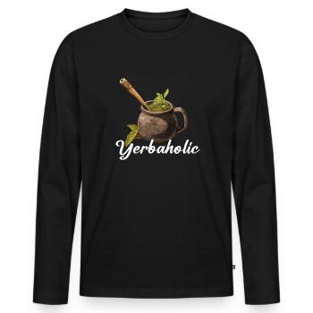 Yerba Mate argentina - Men's Premium Organic Long Sleeve Shirt - black - Front - Nico (187cm)