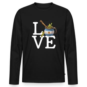Yerba Mate argentina - Men's Premium Organic Long Sleeve Shirt - black - Front - Nico (187cm)