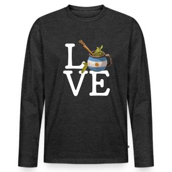 Yerba Mate argentina - Männer Premium Bio Langarmshirt - Anthrazit meliert - Vorne - Nico (187cm)