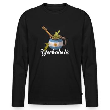 Yerba Mate argentina - Men's Premium Organic Long Sleeve Shirt - black - Front - Nico (187cm)