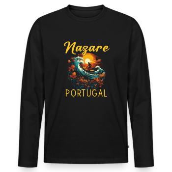 Nazaré, Portugal - T-shirt manches longues Premium bio Homme - noir - Devant - Nico (187cm)