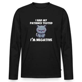 i had my patience tested - Männer Premium Bio Langarmshirt - Schwarz - Vorne - Nico (187cm)