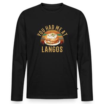 You had me at langos, hungary - Männer Premium Bio Langarmshirt - Schwarz - Vorne - Nico (187cm)