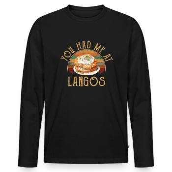 You had me at langos, hungary - Männer Premium Bio Langarmshirt - Schwarz - Vorne - Nico (187cm)