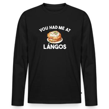 You had me at langos, hungary - Männer Premium Bio Langarmshirt - Schwarz - Vorne - Nico (187cm)