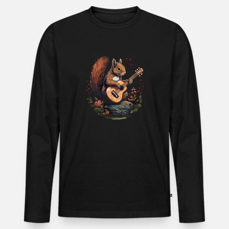 Squirrel playing a guitar - Männer Premium Bio Langarmshirt - Schwarz
