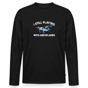 I still playing with planes, RC Airplane - Männer Premium Bio Langarmshirt - Schwarz - Vorne - Nico (187cm)