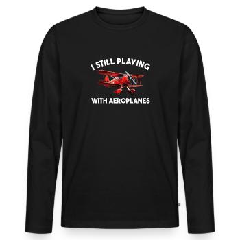 I still playing with planes, RC Airplane - Männer Premium Bio Langarmshirt - Schwarz - Vorne - Nico (187cm)