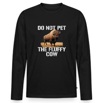 do not pet the fluffy cows - Männer Premium Bio Langarmshirt - Schwarz - Vorne - Nico (187cm)