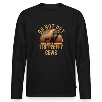 do not pet the fluffy cows - Männer Premium Bio Langarmshirt - Schwarz - Vorne - Nico (187cm)