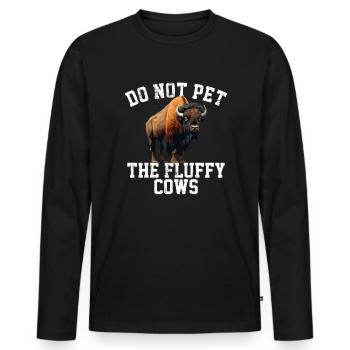 do not pet the fluffy cows - Männer Premium Bio Langarmshirt - Schwarz - Vorne - Nico (187cm)