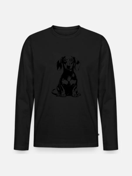Dachshund dog, Weenie Dog - Männer Premium Bio Langarmshirt - Schwarz