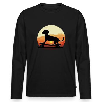 Dachshund skateboard dog, Weenie Dog - Männer Premium Bio Langarmshirt - Schwarz - Vorne - Nico (187cm)